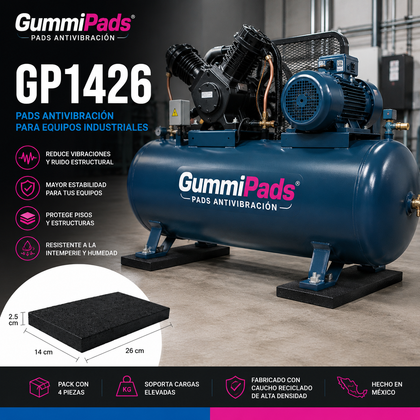 GummiPads GP1426 | Pads Antivibración para Compresores, Plantas Eléctricas y Maquinaria Industrial