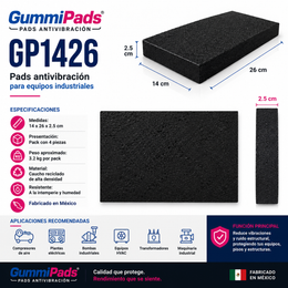 GummiPads GP1426 | Pads Antivibración para Compresores, Plantas Eléctricas y Maquinaria Industrial