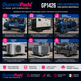 GummiPads GP1426 | Pads Antivibración para Compresores, Plantas Eléctricas y Maquinaria Industrial